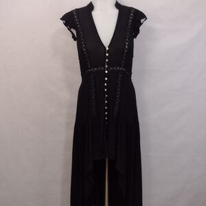 Cotton Candy Black High-Low Lace Trim Dress